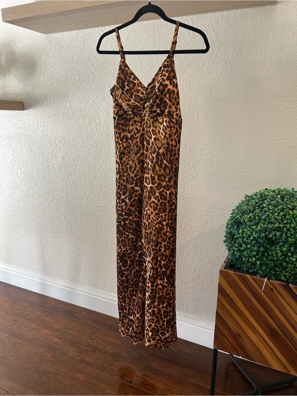 sofia by sofia vergara Leopard-Print Satin Maxi Dress in Brown